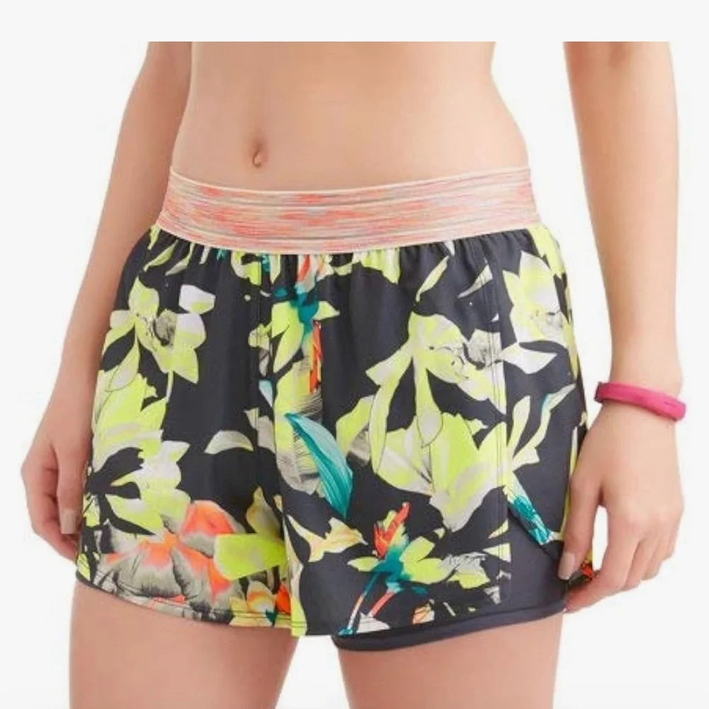 Avia Women's Active 2Fer Running Short with Filament Waistband + Moisture Wick L